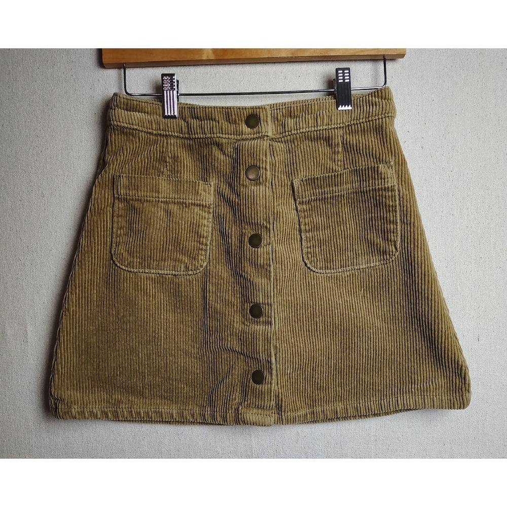 Arizona Jean Co.‎ Corduroy Mini Skirt Button Front Pockets Casual Tan Size 5 W